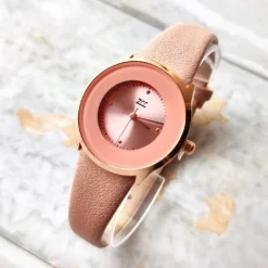 OROLOGIO DA POLSO ZCC ANALOGICO ELEGANTE CASUAL MODA CON CINTURINO IN PELLE ROSA