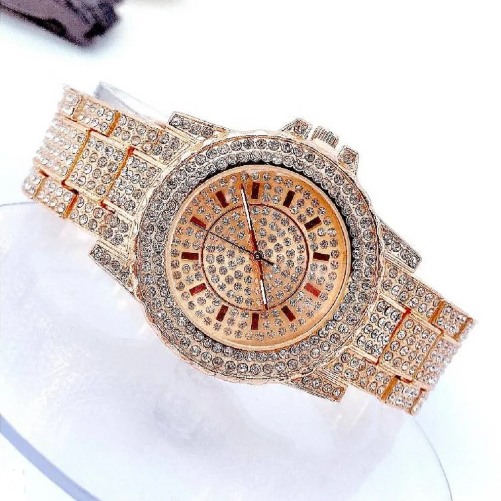 OROLOGIO DA POLSO ZCC DONNA QUARZO ANALOGICO ACCIAIO MODA BRILLANTINATO ORO ROSA