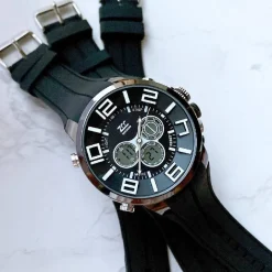 OROLOGIO DA POLSO ZCC DUAL TIME ANALOGICO DIGITALE DA UOMO SVEGLIA SPORT NERO