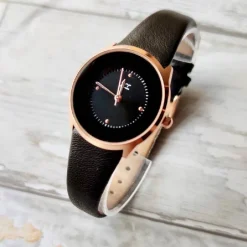 OROLOGIO DA POLSO ZCC ELEGANTE MODA CASUAL ANALOGICO CON CINTURINO IN PELLE NERO