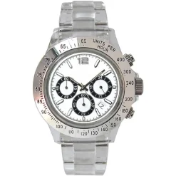 OROLOGIO DA POLSO ZCC PER UOMO QUARZO CRONOGRAFO ELEGANTE DATA SILVER METALLO