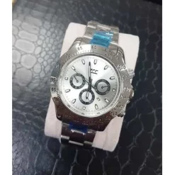 OROLOGIO DA POLSO ZCC PER UOMO QUARZO CRONOGRAFO ELEGANTE DATA SILVER METALLO