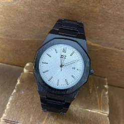 OROLOGIO DA POLSO ZCC UOMO AL QUARZO ANALOGICO DATA ELEGANTE NERO FONDO BIANCO