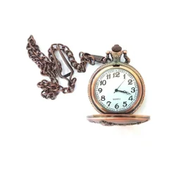 OROLOGIO DA TASCA TASCHINO QUARZO CIPOLLA CATENA COLORE BRONZO VINTAGE