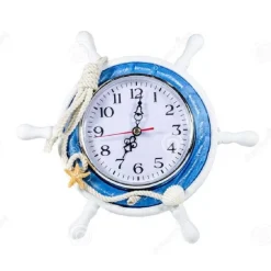 OROLOGIO DA TAVOLO IN LEGNO A FORMA DI TIMONE BARCA ARREDAMENTO NAUTICA DESIGN