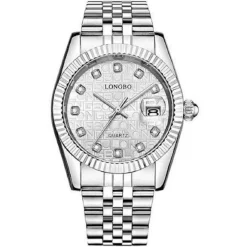 OROLOGIO DA UOMO DONNA LONGBO 80435 IN ACCIAIO CON STRASS IMPERMEABILE SILVER