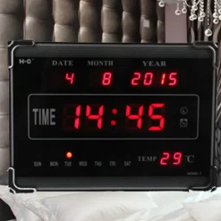 OROLOGIO DIGITALE A LED CON DATARIO TEMPERATURA ORARIO SVEGLIA A PARETE MURO