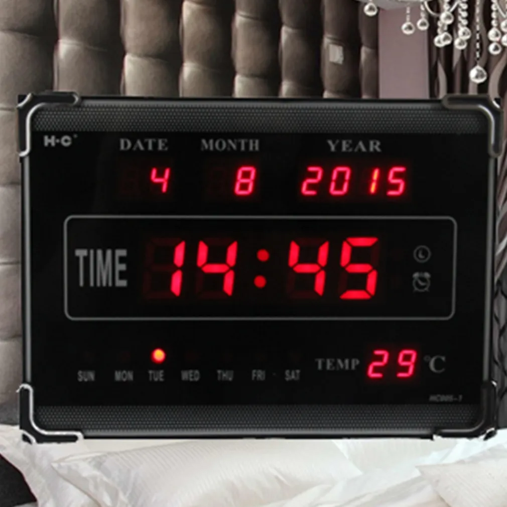 OROLOGIO DIGITALE A LED CON DATARIO TEMPERATURA ORARIO SVEGLIA A PARETE MURO