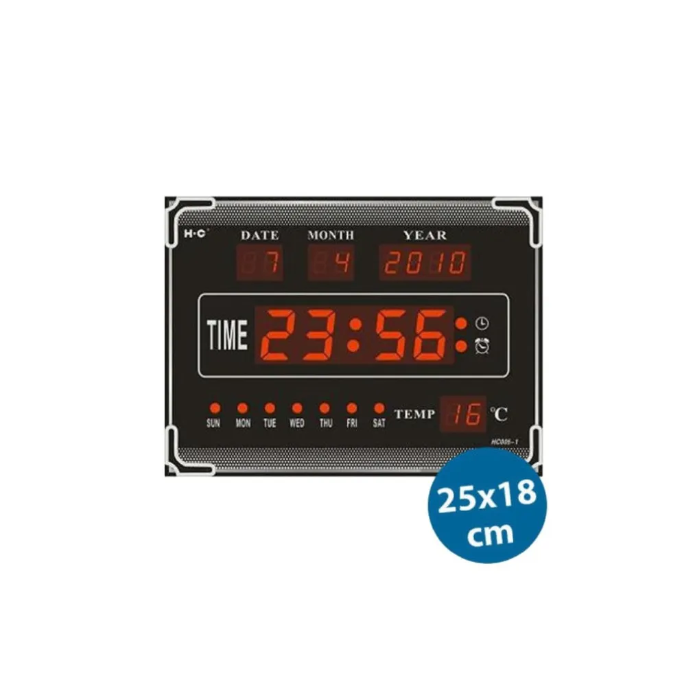 OROLOGIO DIGITALE A LED CON DATARIO TEMPERATURA ORARIO SVEGLIA A PARETE MURO