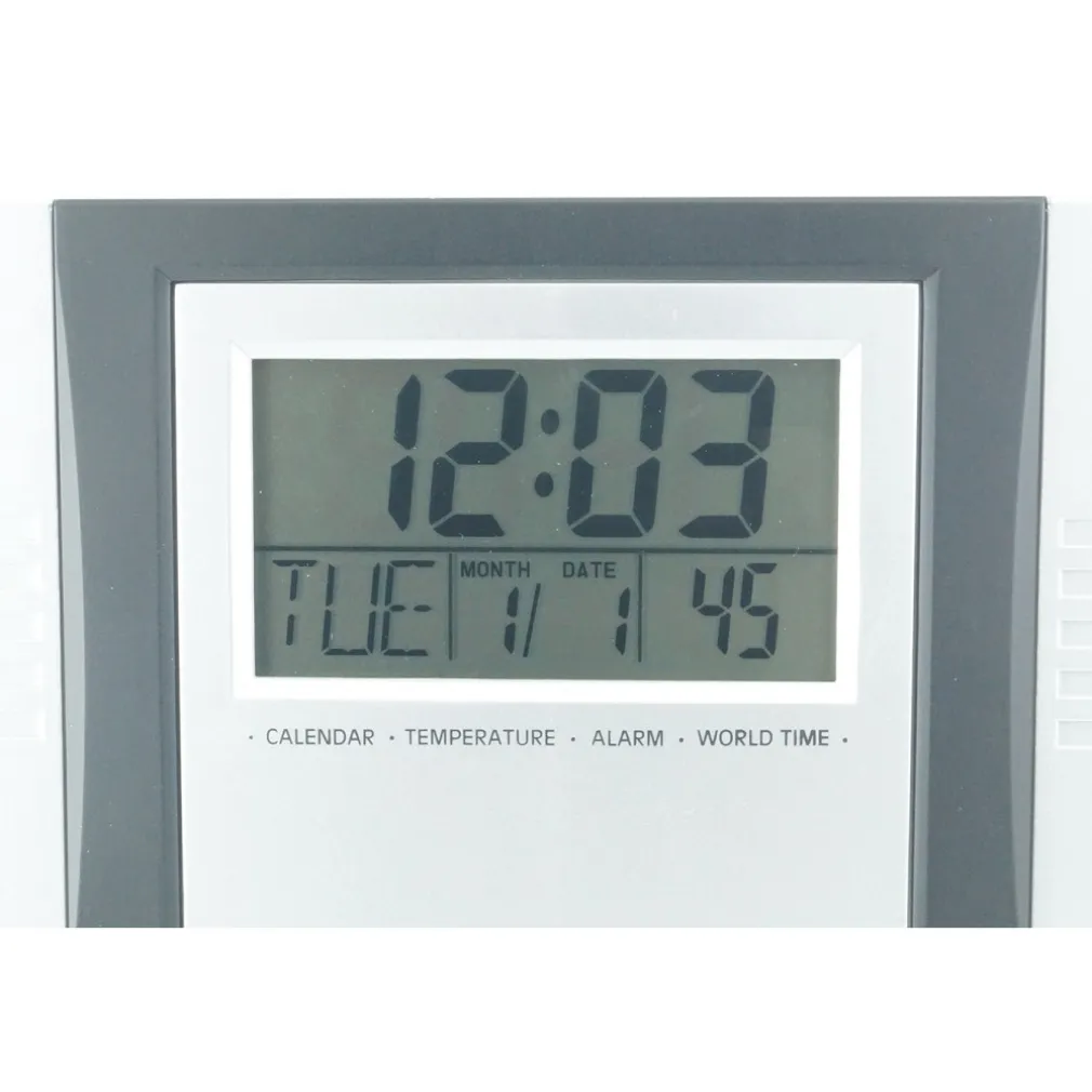 OROLOGIO DIGITALE DA PARETE DA SCRIVANIA TEMPERATURA DATARIO ALLARME CRONO 2304