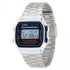 OROLOGIO POLSO CASIO A168WA-1WDF UOMO DONNA DIGITALE SVEGLIA LUCE SILVER