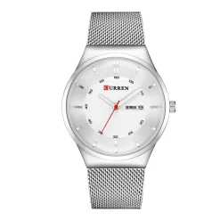 OROLOGIO POLSO CURREN 8311 ANALOGICO QUARZO DATA MAGLIA MILANO SILVER