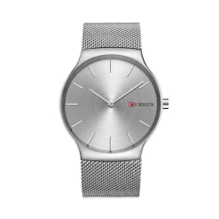 OROLOGIO POLSO CURREN 8256 ANALOGICO QUARZO MAGLIA SILVER QUAD SILVER
