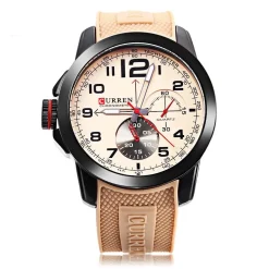 OROLOGIO POLSO CURREN 8182 UOMO ANALOGICO QUARZO MODERNO BEIGE