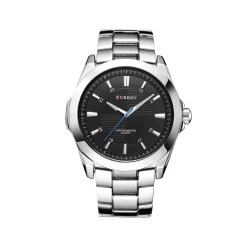 OROLOGIO POLSO CURREN 8109 UOMO ANALOGICO QUARZO ACCIAIO SILVER QUAD NERO
