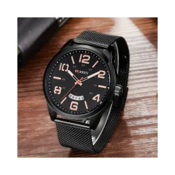OROLOGIO POLSO CURREN 8236 UOMO ANALOGICO QUARZO MILITARY DATA NERO ORO