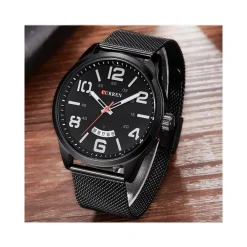 OROLOGIO POLSO CURREN 8236 UOMO ANALOGICO QUARZO MILITARY DATA NERO BIANC