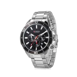 OROLOGIO POLSO CURREN 8309 UOMO ANALOGICO QUARZO MODERNO SILVER QUAD NERO