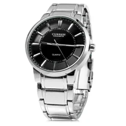 OROLOGIO POLSO CURREN 8001B UOMO ANALOGICO QUARZO MODERNO SILVER QUA NERO