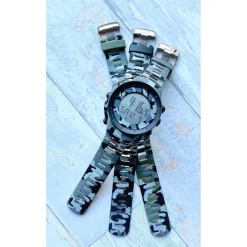 OROLOGIO POLSO SPORTIVO UOMO DIGITALE DATA ALLARME CAMOUFLAGE VERDE GRIGIO NERO