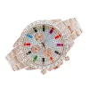 OROLOGIO POLSO UNISEX QUARZO ACCIAIO CALENDARIO DIAMOND BRILLANTINI STRASS ROSA