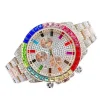OROLOGIO POLSO UNISEX QUARZO ACCIAIO DIAMOND STRASS SILVER ROSA GHIERA COLORATA