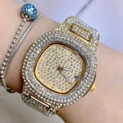 OROLOGIO POLSO ZCC DONNA QUARZO ACCIAIO ANALOGICO MODA BRILLANTINATO DATA DORATO