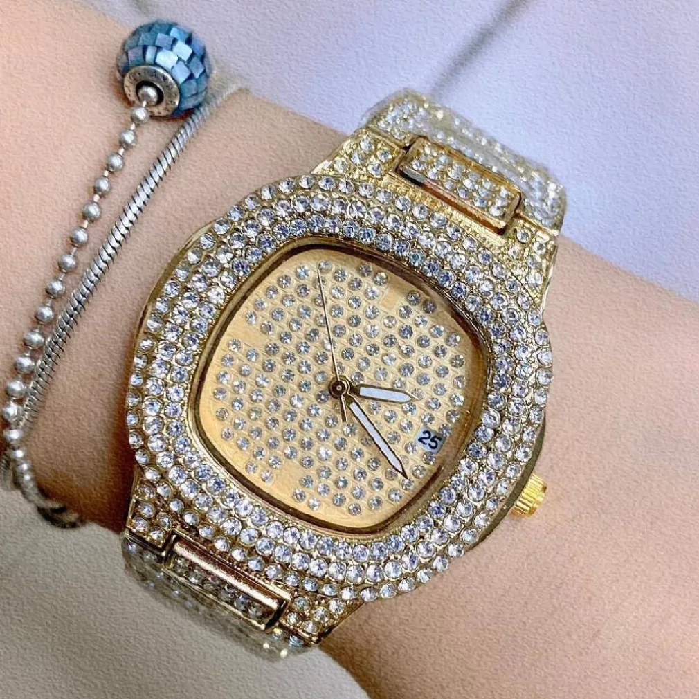 OROLOGIO POLSO ZCC DONNA QUARZO ACCIAIO ANALOGICO MODA BRILLANTINATO DATA DORATO