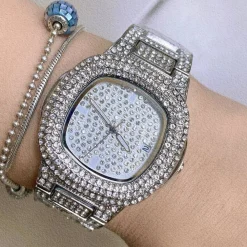 OROLOGIO POLSO ZCC DONNA QUARZO ACCIAIO ANALOGICO MODA BRILLANTINATO DATA SILVER