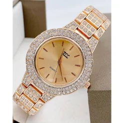 OROLOGIO POLSO ZCC DONNA QUARZO ACCIAIO MODA BRILLANTINATO ROSA QUADRANTE ROSA