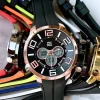 OROLOGIO POLSO ZCC UOMO DUAL TIME ANALOGICO DIGITALE SVEGLIA SPORT ROSE GOLD NERO