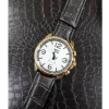 OROLOGIO POLSO ZCC Z001 UOMO GOLDEN AUTOMATICO DATA CINTURINO PELLE NERO BIANCO