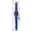OROLOGIO POLSO ZCC Z003 UOMO ANALOGICO AUTOMATICO DATA ELEGANTE PELLE BLU DORATO