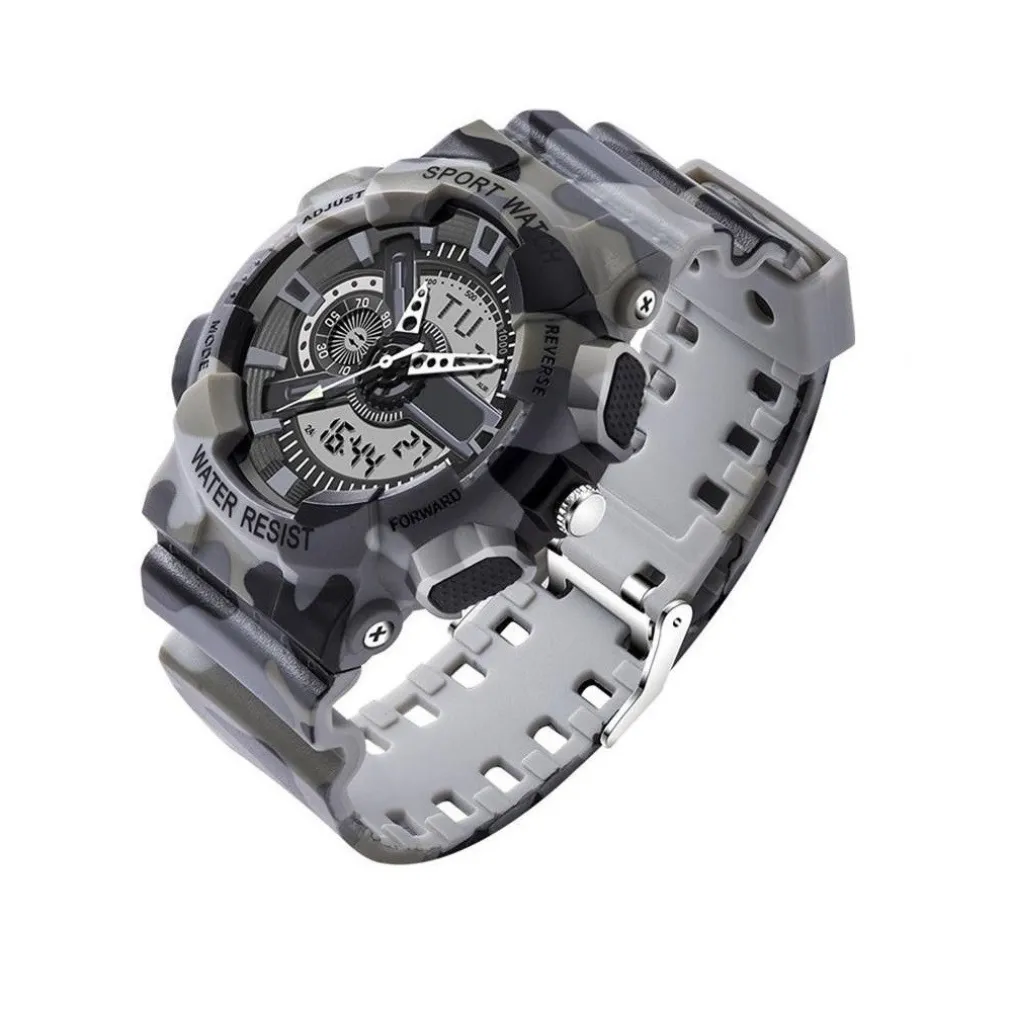 OROLOGIO SPORTIVO SANDA UOMO RESISTENTE ACQUA CRONOGRAFO CAMOUFLAGE GRIGIO
