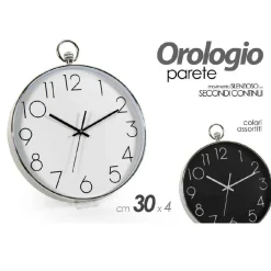 OROLOGIO 30X4 CM DA PARETE TONDO COLORI ASSORTITI IN PLASTICA SILENZIOSO 798054