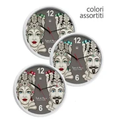 OROLOGIO 31X4CM DA PARETE TESTA DI MORO MARRONE MODERNO TONDO COLORI ASS 820205