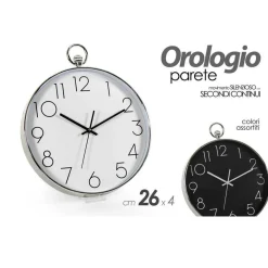 OROLOGIO 26X4CM PARETE MOVIMENTO SILENZIOSO COLORI ASS. TONDO IN PLASTICA 798061