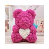 ORSACCHIOTTO ORSETTO ORSO DI ROSE CON FIORI DA 40CM ROSA CON CUORE BIANCO