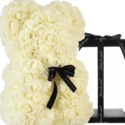 ORSACCHIOTTO ORSETTO ORSO DI ROSE CON FIORI ARTIFICIALI DA 25CM SAN VALENTINO