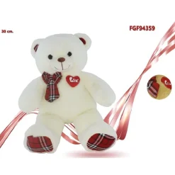 ORSO PELUCHE CON FIOCCO CUORICINO ALTO 30CM SAN VALENTINO COLORI ASSORTITI 94359