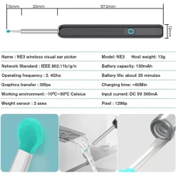 OTOSCOPIO STRUMENTO PER RIMOZIONE CERUME PULITORE ORECCHIE USB 1080P HD ENDOSCOPIO