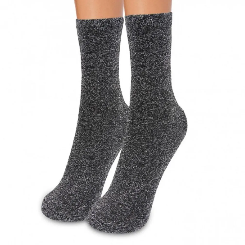 PACK DA 12 PAIA CALZINI DA DONNA MOD. SPARKLY TAGLIA UNICA TRAMA GLITTER