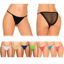 PACK DA 12 TANGA SEXY MOD. SHILA COLORI ASSORTITI RETRO TRASPARENTE F6254