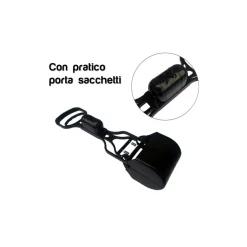 Paletta con pinza raccogli feci deiezioni animali + portabuste e rotolo