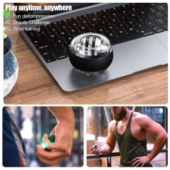PALLA PER ALLENAMENTO RESISTENZA POLSO CON GIROSCOPIO LED ANTISTRESS RILASSANTE