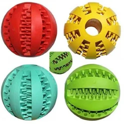 PALLINA PALLA 7CM GIOCO CANE PLASTICA INTERATTIVO MASTICAZIONE CIBO DENTI ANIMAL