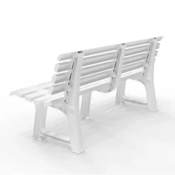 PANCHINA DA GIARDINO PANCA IN RESINA DA 3 POSTI COLORE BIANCO 145X49X74 CM 020363