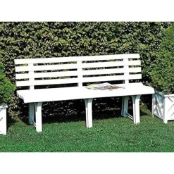 PANCHINA DA GIARDINO PANCA IN RESINA DA 3 POSTI COLORE BIANCO 145X49X74 CM 020363