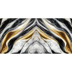 PANNELLO ADESIVO EFFETTO MARMO CON VENATURE NERE BIANCHE ORO 120X300CM PARETI PARASCHIZZI