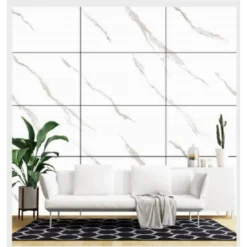 PANNELLO ADESIVO EFFETTO MARMO BIANCO STRIATURE PARETI PARASCHIZZI 300X60CM STANZA